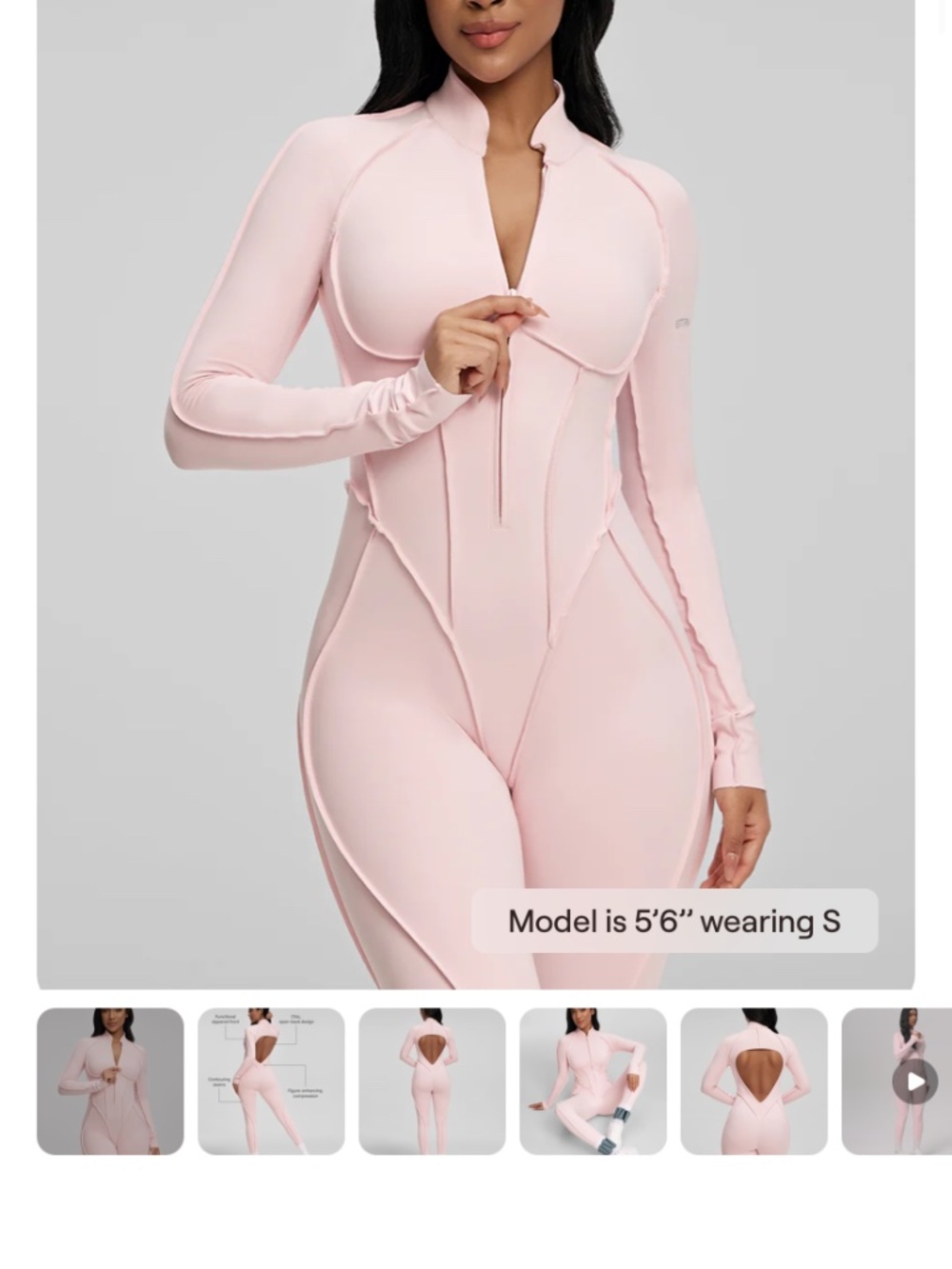 BetterMe Full-Length bodysuit jumpsuit ballet Pink , Medium (NWOT) - Picture 3 of 7